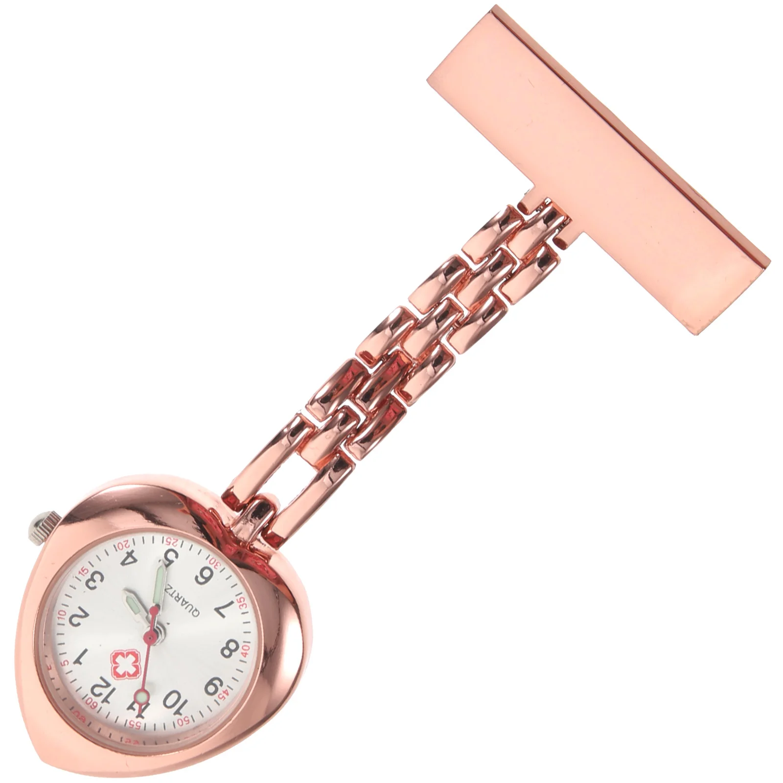 Orologio da petto a forma di cuore Orologio da tasca da infermiera pratico e durevole con quadrante più grande Lettura chiara del tempo Design elegante