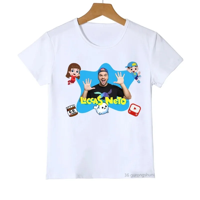 New Hot-selling Children\'s Cotton T-shirt Fun Luccas Neto Cartoon Print Boy T-shirt Summer Casual Clothes Fashion Girl T-shirt