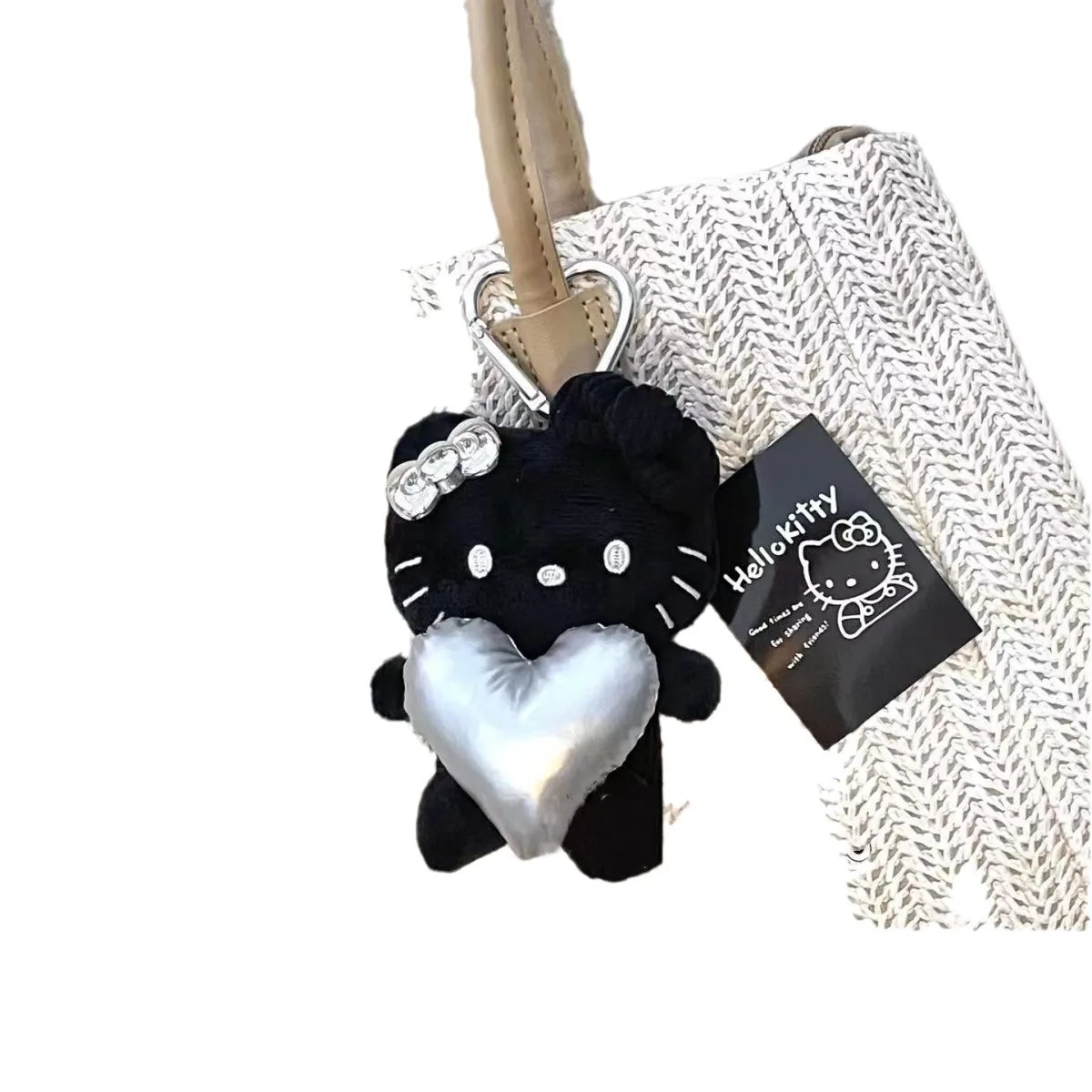 พวงกุญแจตุ๊กตาคิตตี้สีดำผิวขาวน่ารักสไตล์ซานริโอ้ เฮลโล คิตตี้  ของขวัญสำหรับสาวๆ