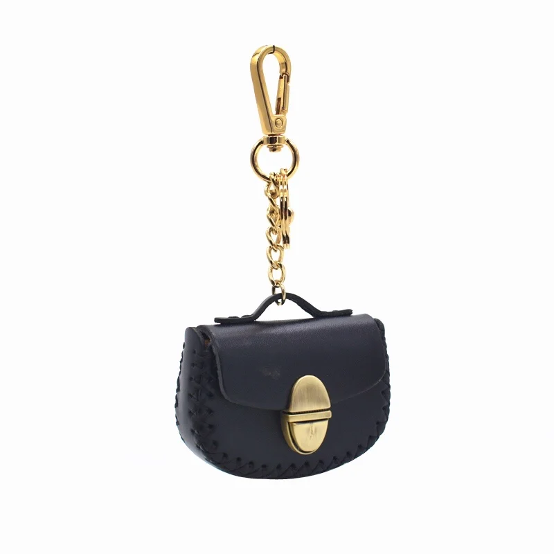 Leather earphone box~ Nordic ins handmade first-layer cowhide earphone bag pendant change coin steel coin bag creative tide