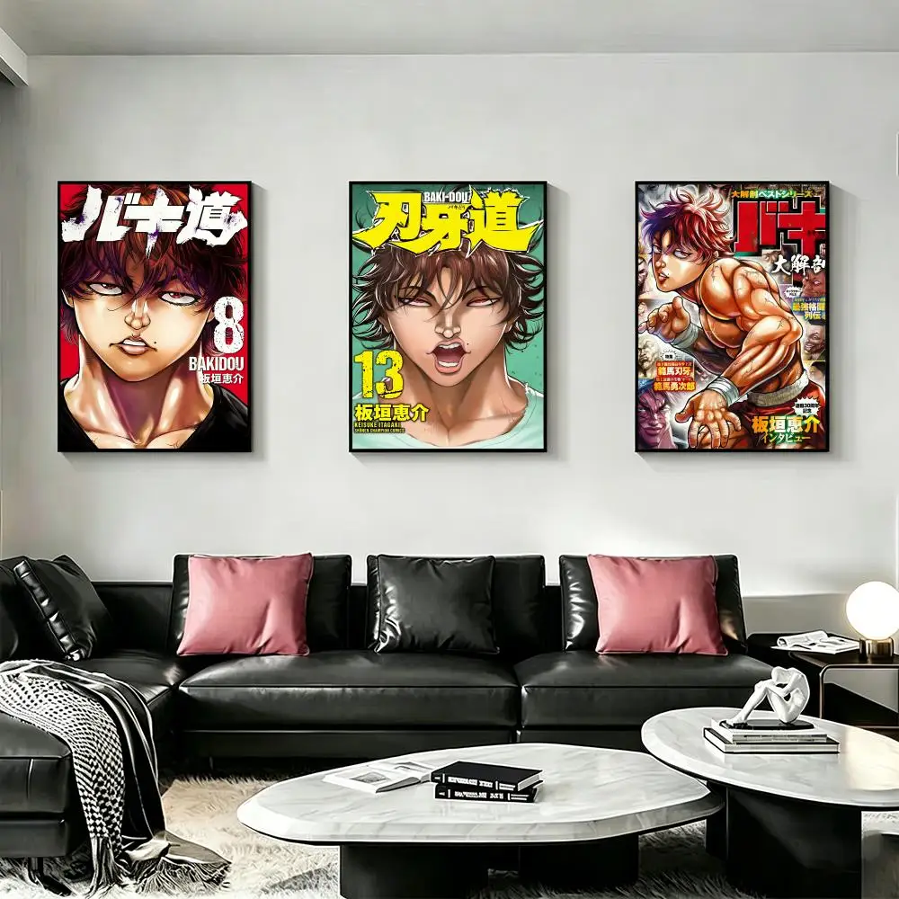 Anime B-Baki t-the G-Grappler Poster HD art, waterproof, sticky wall, home decoration (living room, bedroom, bar), aesthetic