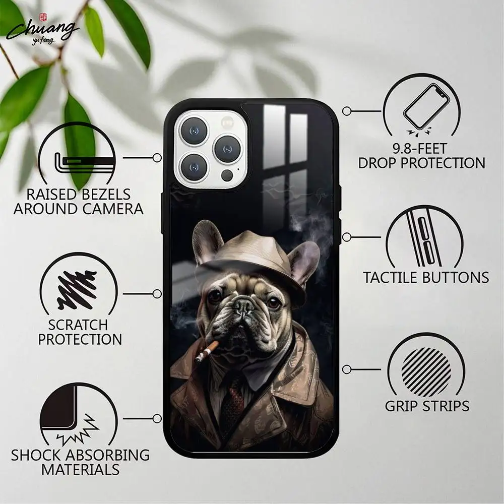 حافظة هاتف بولدوج فرنسية لهاتف 17 12 13 14 15 16Pro Max mini Plus جاذبية مغناطيسية قوية