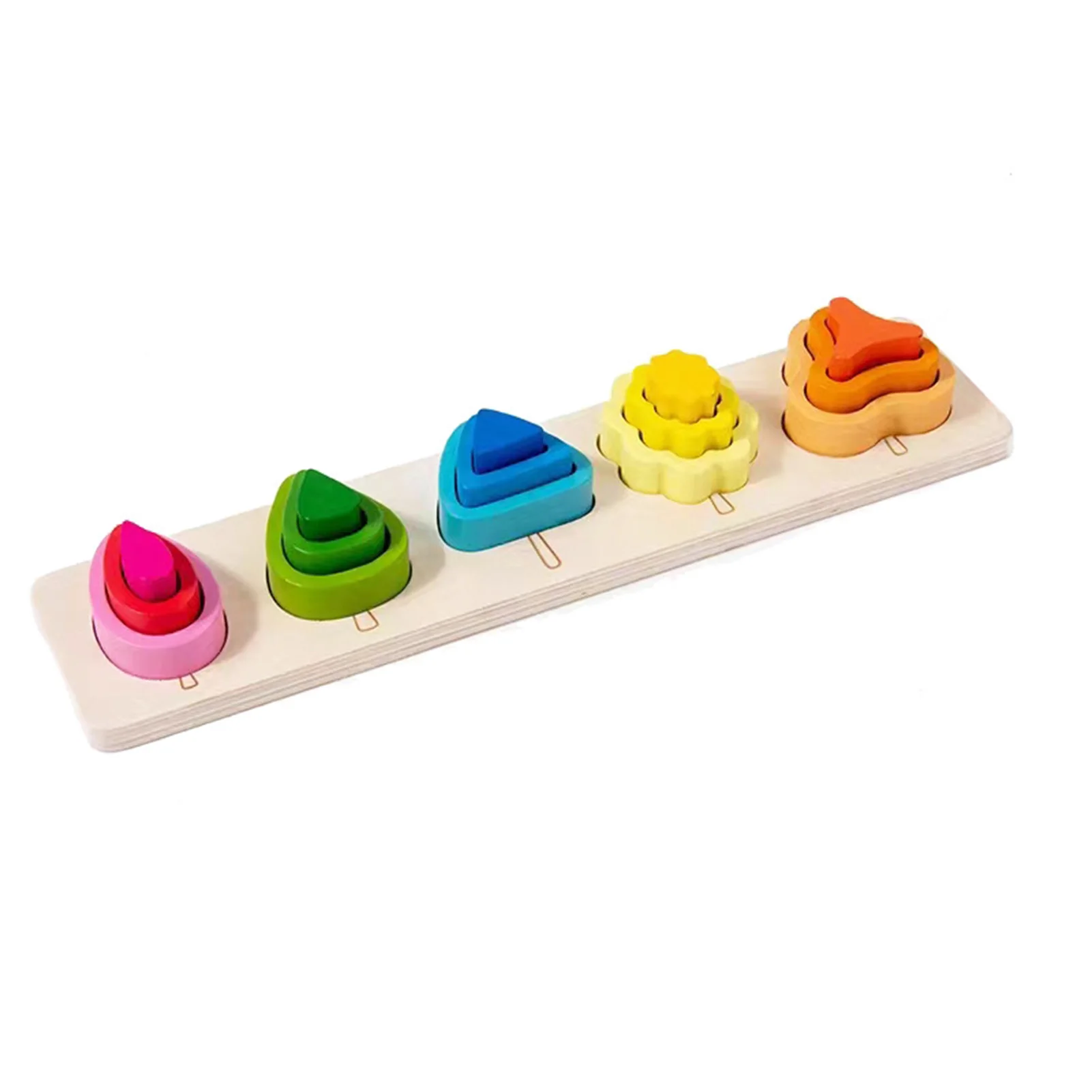 Colorful Wooden Sorting Stacking Toys Matching Toys Creative Intelligence Shape Sorter Stacker Toys for Children Early