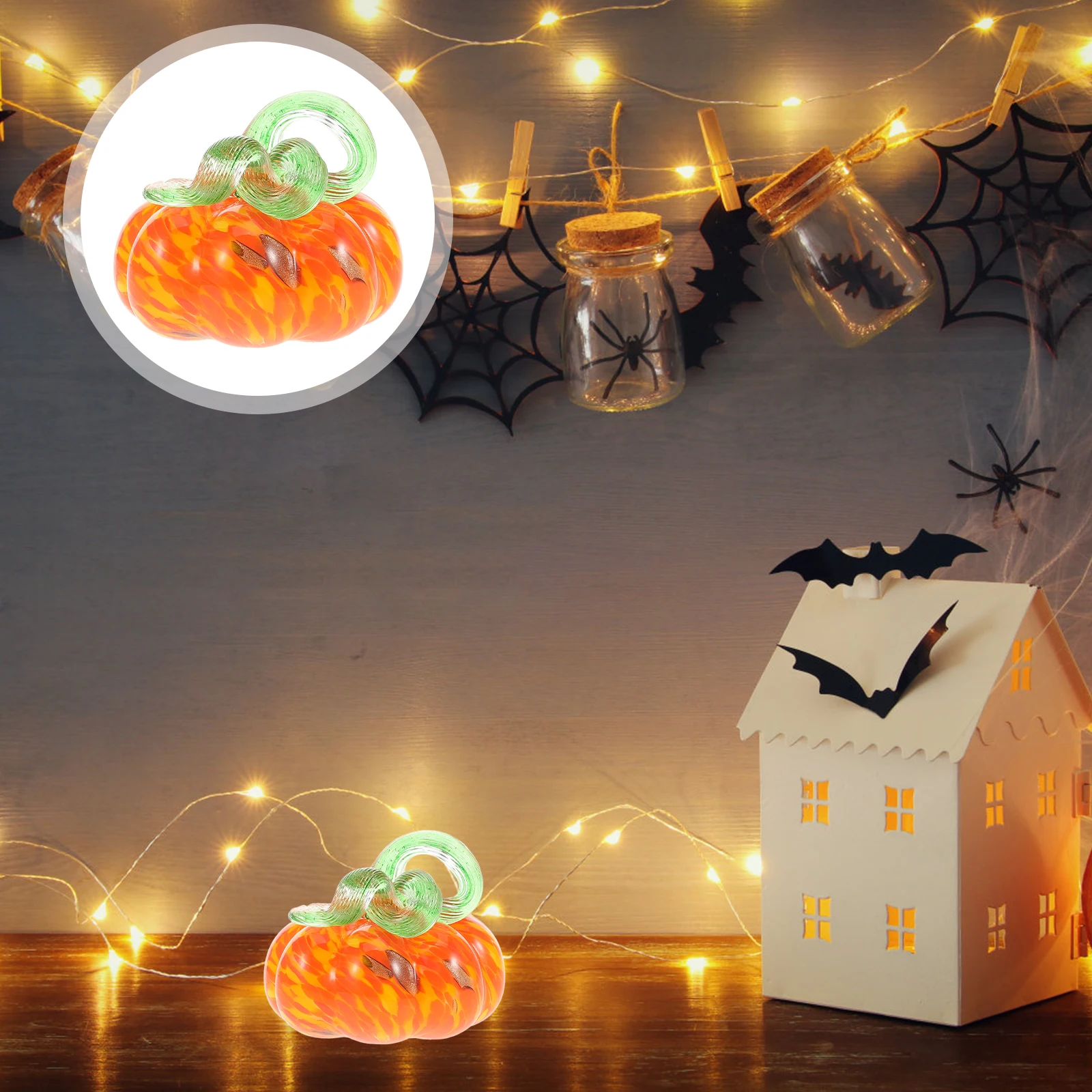

80Mm Handmade Glass Halloween Decor Thanksgiving Ornament Harvest Tabletop Decoration Blown Crystal Pumpkin Vegetable Desktop
