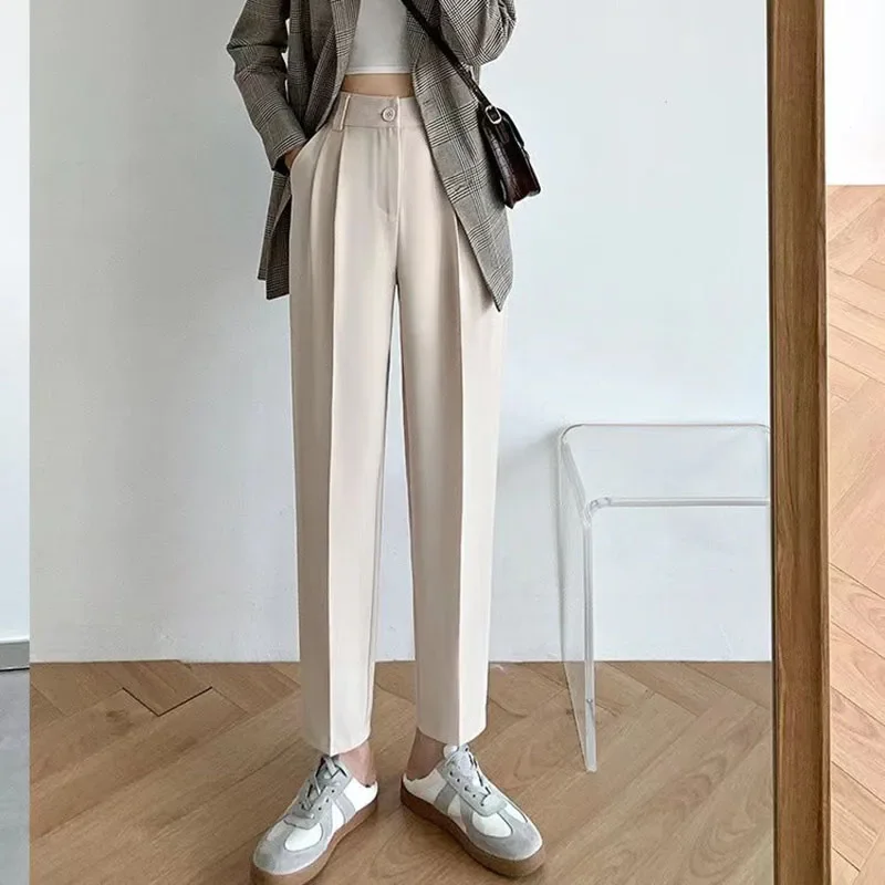 

Women Fashion Suit Pants Fall Elegaant High Waist Office Wear Formal Pencil Pants Ladies Korean All-Match Work Trousers 2024