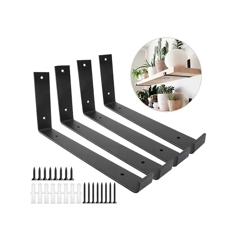 Cast Iron Wall Mounted Storage Racks with Double Floating Shelves for Living Room and Garage Space Saving Home Storage
