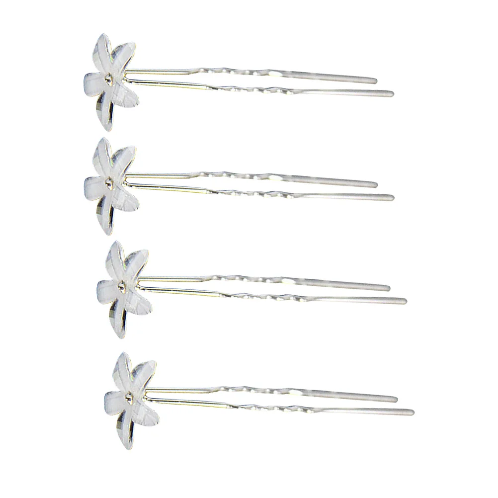 

20 Pcs Pearl Flower Hair Clips Women Bridal Wedding U shaped Full Diamond Fabric White Hair Accessories Hairstyling Tools