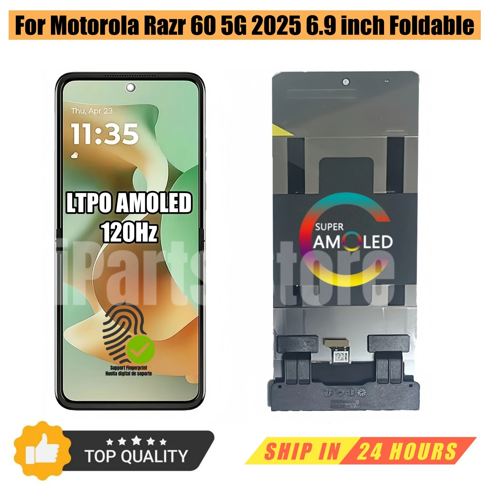 Сменный основной дисплей iParts для Motorola Razr 60 5G 2025 6,9 дюйма 120 Гц Складной сенсорный экран LTPO AMOLED в сборе OEM Запчасти