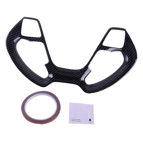 Imagen 2 del producto Estilo de fibra de carbono Interior del coche cubierta de botón del volante delantero molduras de Marcos apto para Kia Forte/K3 DX 2014 2015 2016 2017 2018