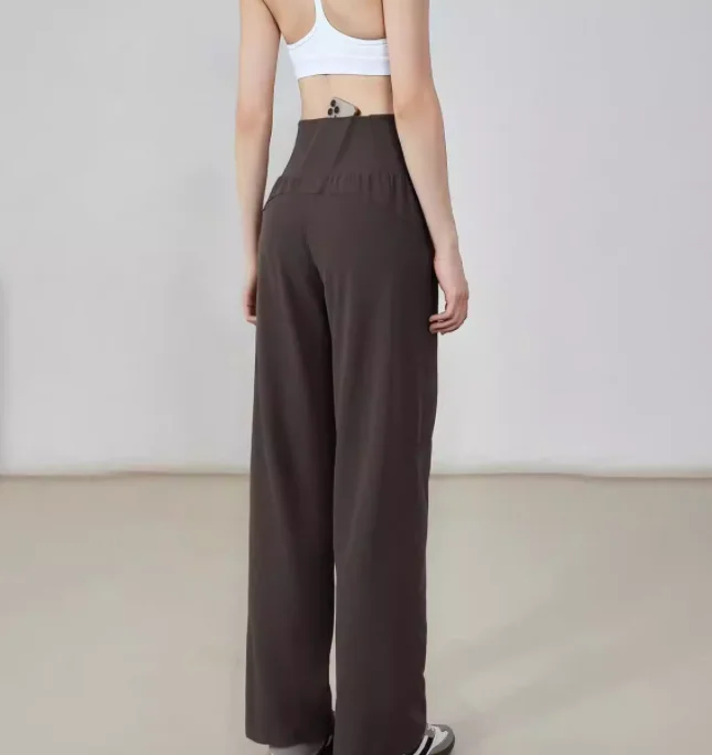 Damen-Sport-Hose mit hoher Taille, lockerem Schnitt und weitem Bein, atmungsaktiv und lässig geschnitten, ideal für Outdoor-Aktivitäten. – Detail 5