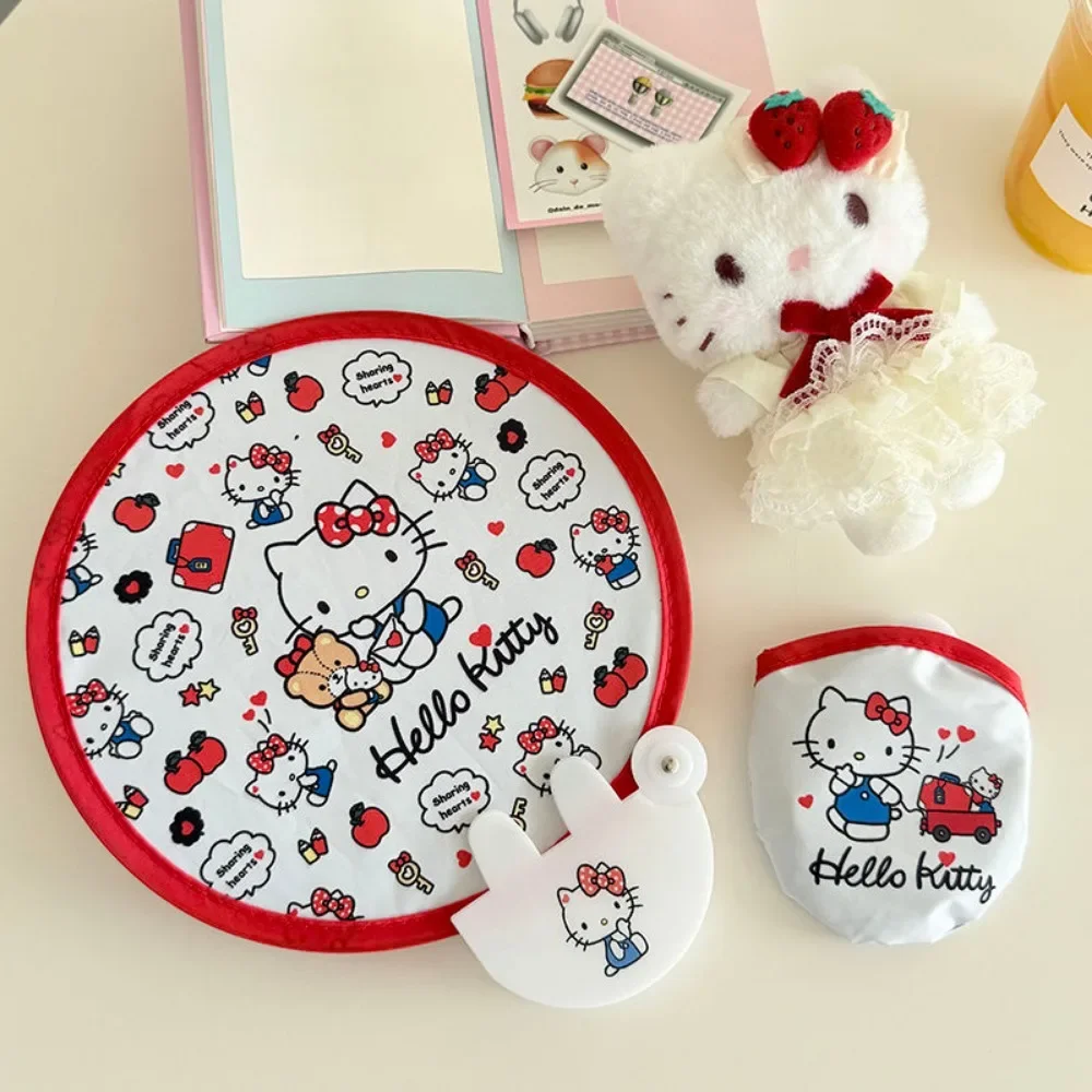 

New Hello Kitty Folding Fan Cute Cartoon Printed Pattern Ancient Style Fan Portable Practical Reflector Panel Photography Props