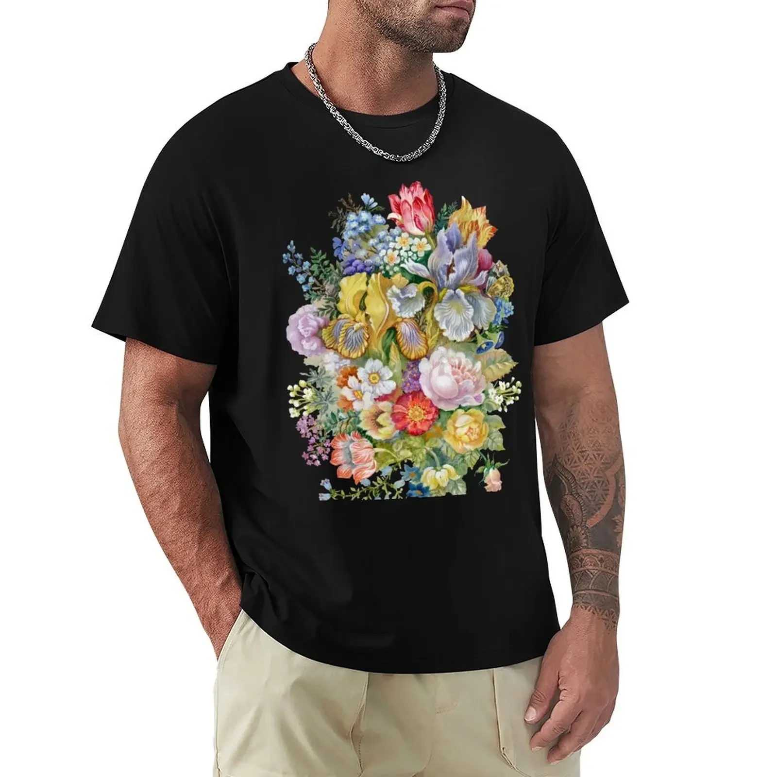 Flower Bouquet Painting T-Shirt oversized t shirt anime figures plus sizes summer clothes mens white t shirts