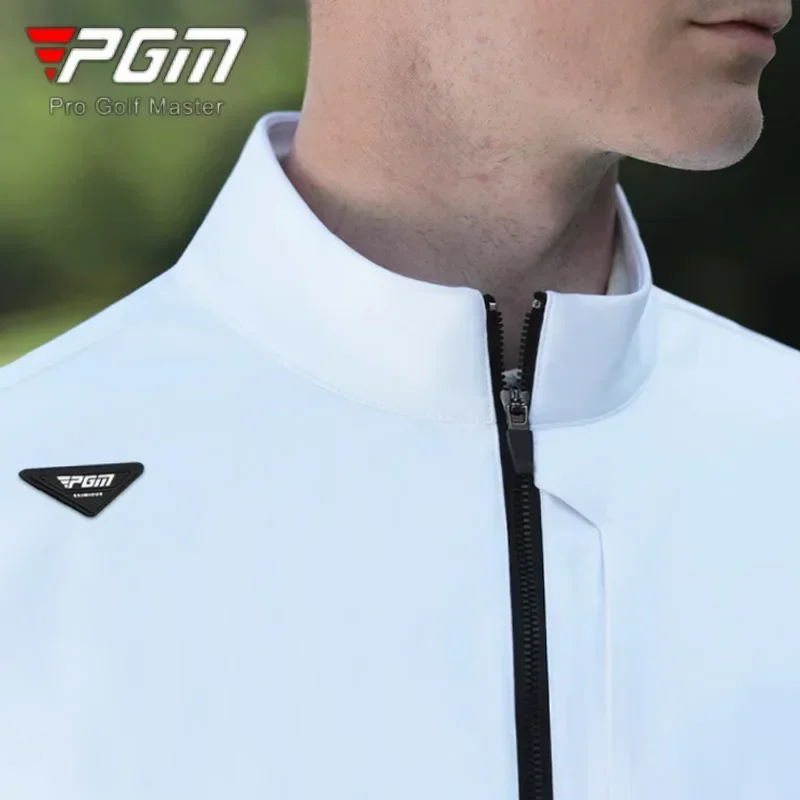 PGM Men Waterproof Stand Collar Golf Jackets Male Windproof Full Sleeve Sport Coats Men Keep Warm Zipper Windbreaker Casual Coat