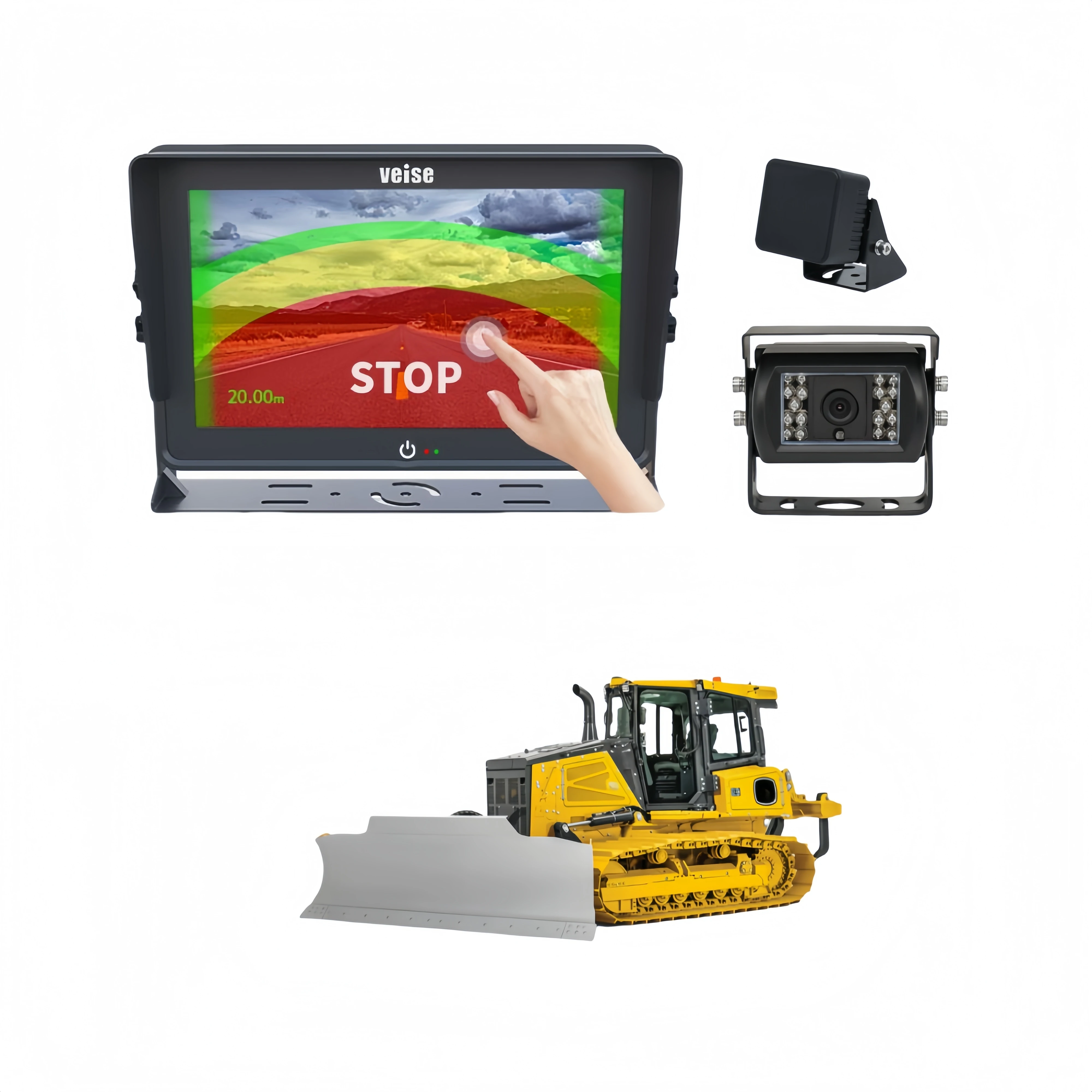 عالية الدقة تجنب العوائق ملليمتر موجة الرادار الاستشعار نظام الكاميرا الاحتياطية لمعدات البناء الزاحف محمل #1