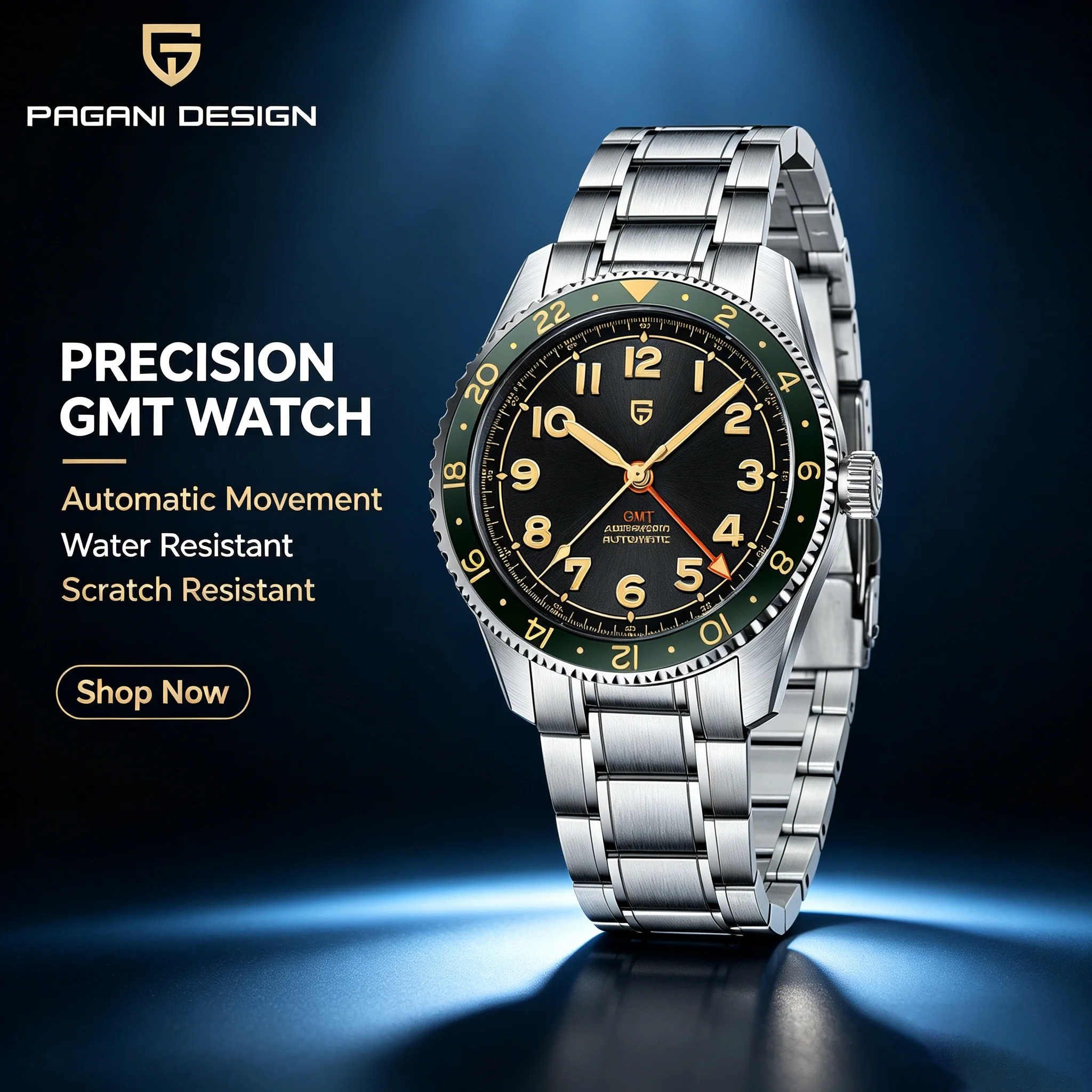 PAGANI DESIGN Men GMT Automatic Mechanical Watch 40mm Vintage Diver Watch 200M Waterproof Luminous Sapphire Stainless Sports Wat