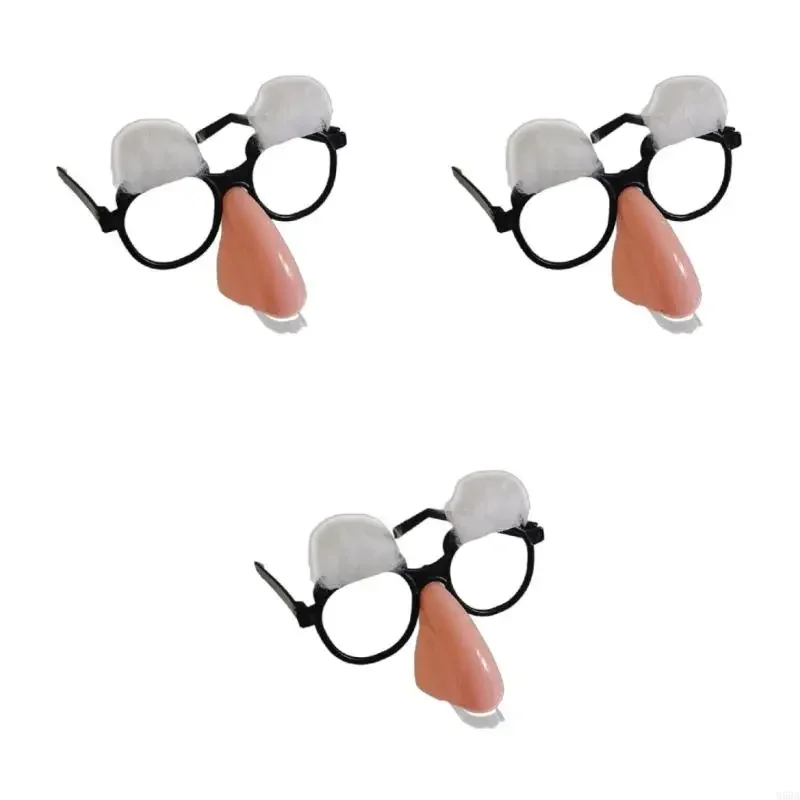 M68A Pretend Glasses with Nose Funny Old Man Glasses with Eyebrows and Mustache Halloween Cosplay Costume Accessories