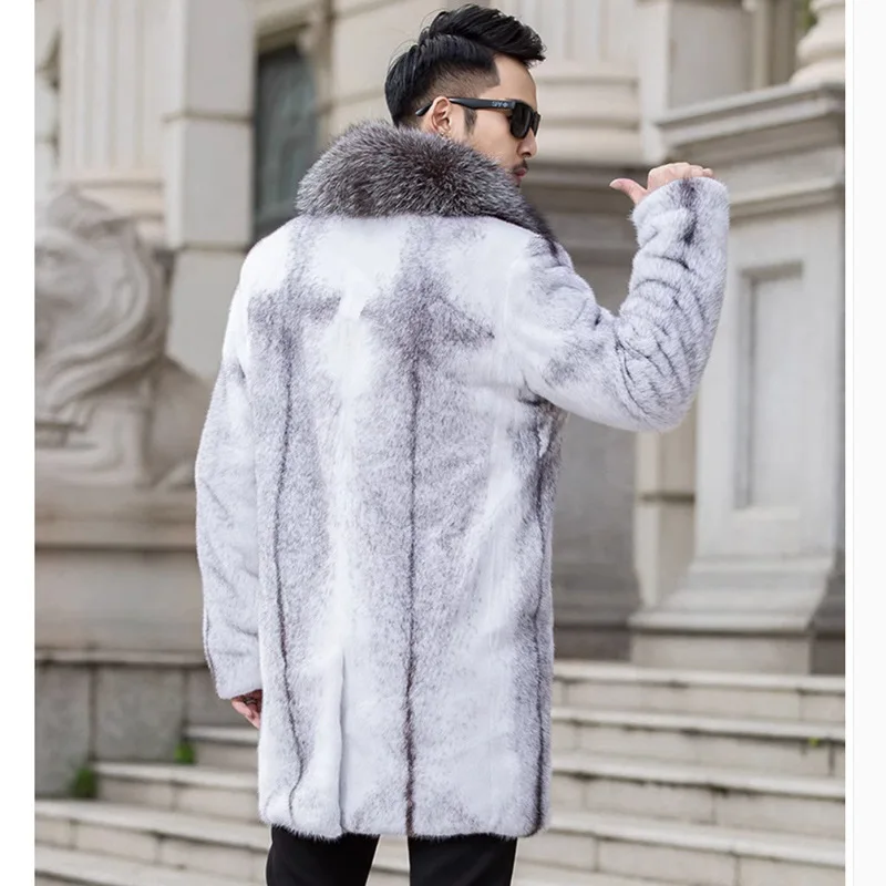 High Quality Winter Warm Faux Fur Coat Men Fur Collar Thick Fur Coat Jacket Plus Size Branded Zipper Designer Men Clothing Slim