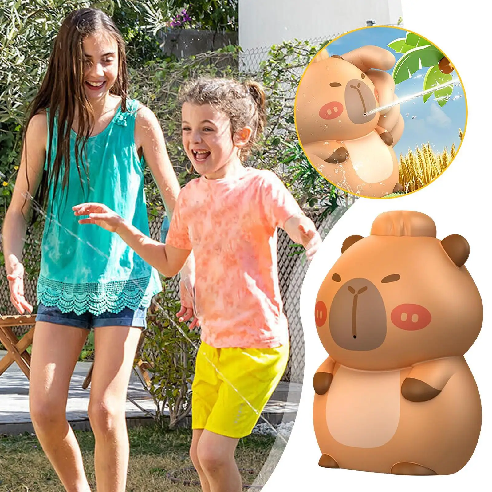 Juguetes de chorro de agua para lucha contra el agua, juguetes al aire libre, interactivo, divertido juego de playa con forma de capibara para patio trasero, natación, Picnic para niños