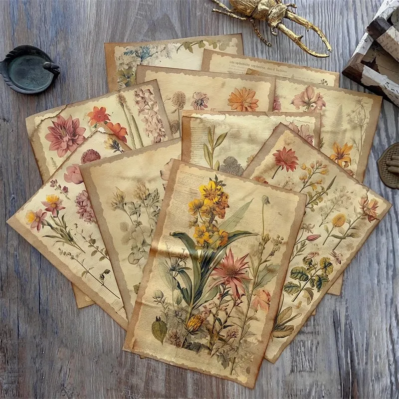 أوراق الصباغة اليدوية غير المرغوب فيها مجلة خمر كتالوج النبات الزخرفية وصمة عار الزهور المواد داخل الصفحة ورق خلفية