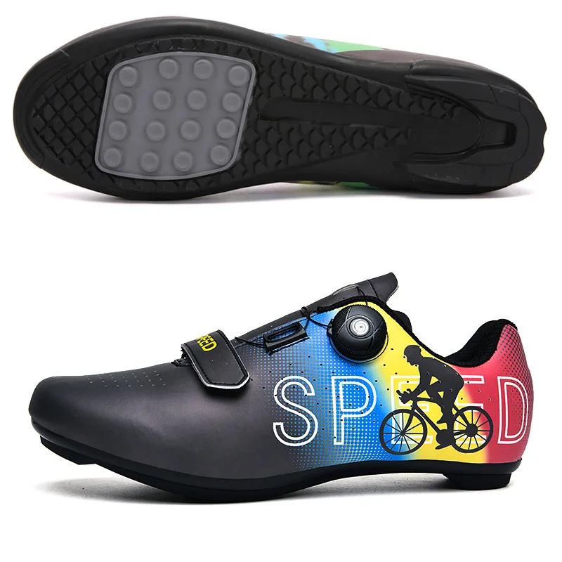 Spring Cycling Shoes Men Women Road MTB Bike Shoes Breathable Rotary Buckle Clipless Non Slip Rubber Sole Race Bicycle Shoes Pro
