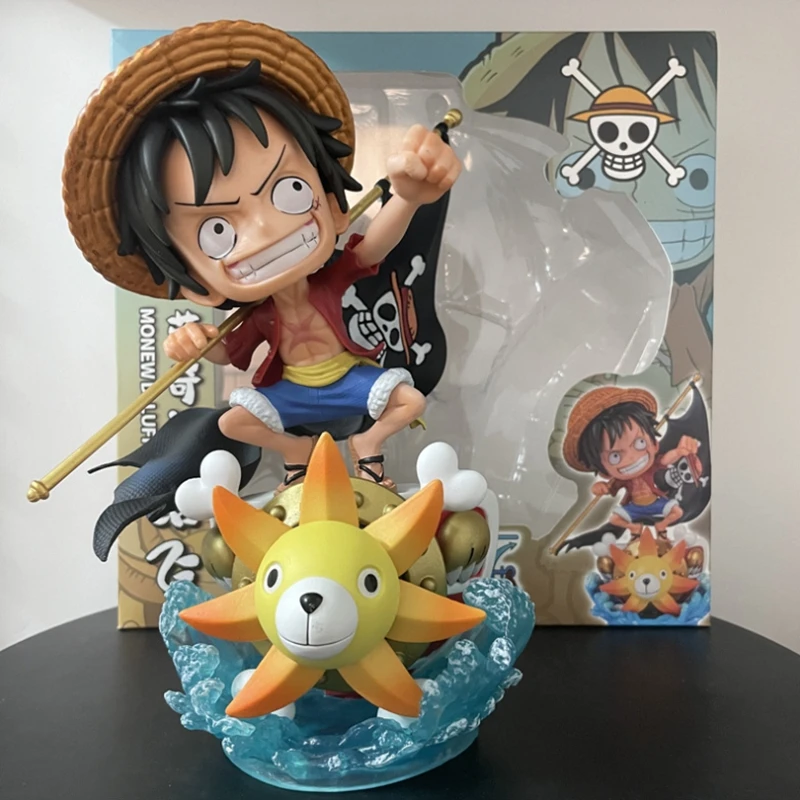 

Bandai One Piece Luffy Action Figure Sunny Boat Desktop Ornament Anime Peripherals Color Box Birthday Boy Gift Collection Model