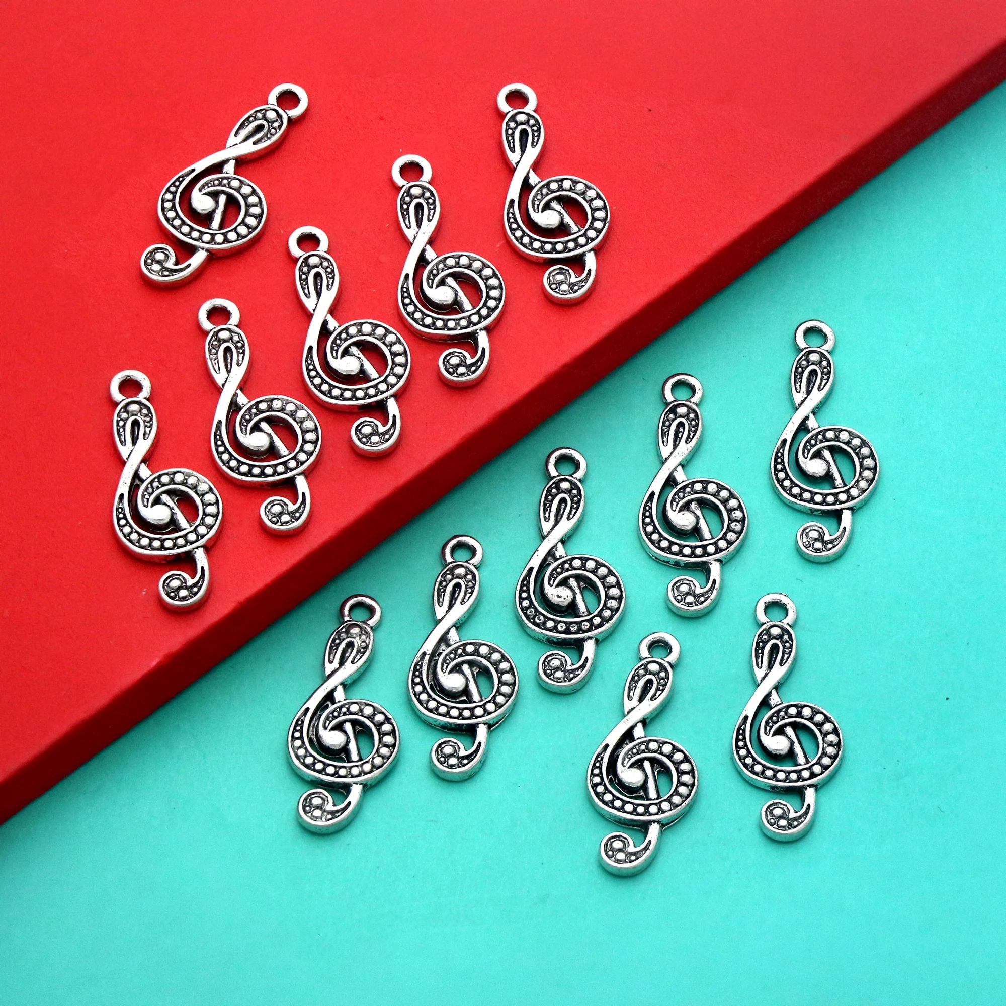 16pcs Musical Note Pendants 28x11mm G Treble Clef Music Symbol Vintage Elegant Chic Pendant L1629