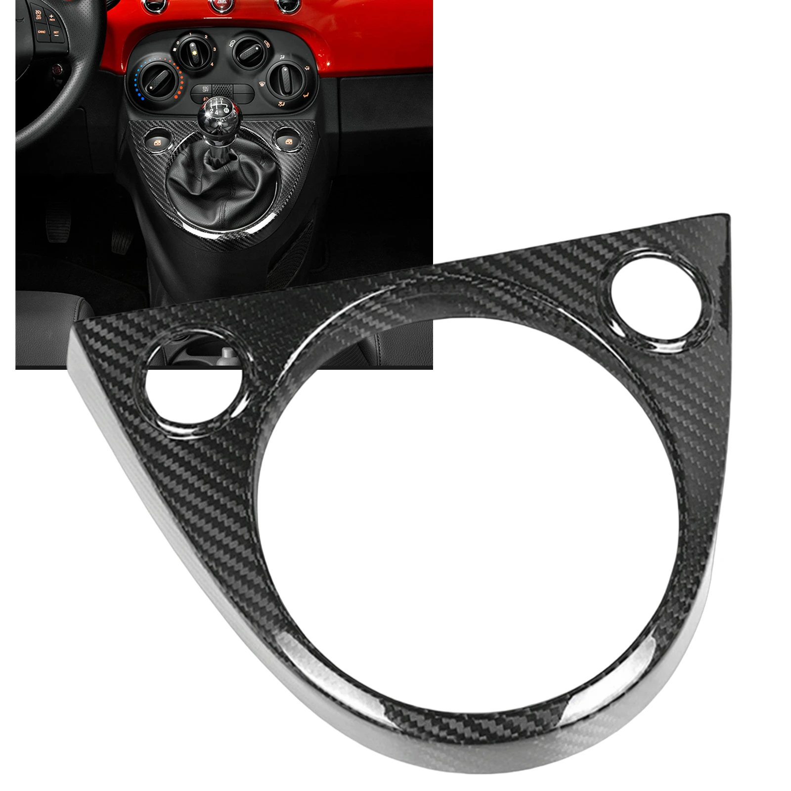 

Pop Pop For Fiat 500 2011-2023 Abarth 595 695 2016+ Carbon Fiber Interior Center Gear Shift Panel Frame Cover Trim Decorative St