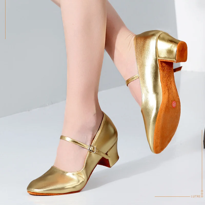 New Silver Dance Shoes Women's Soft Bottom Ballroom Tango Jazz Latin Dance Shoes Square Social Dance Shoes Women High Heels Gold