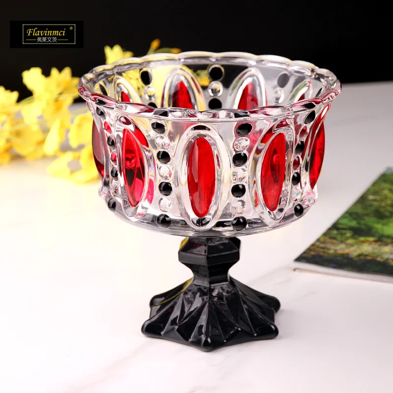 

DSA Personality Creative Tall Glass Fruit Plate Bar Restaurant Ice Cream Bowl Dessert Bowl Home Living Room Candy Dried