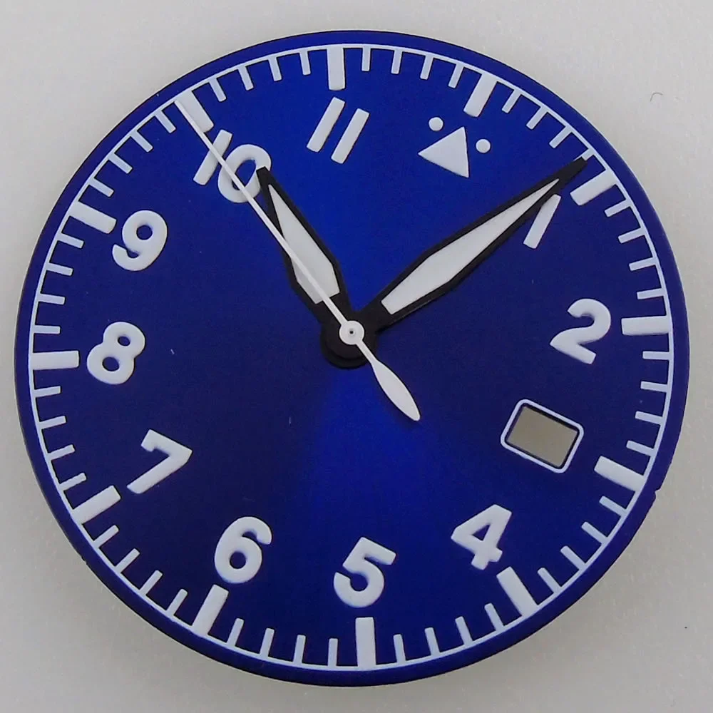 NONE Nologo Pilotenuhr-Zifferblatt, 33,5 mm, für NH35, NH36, ETA2824, PT5000, ST2130, Miyota 8215, grün leuchtende Taucherfeld-Uhrenteile für Mod 7