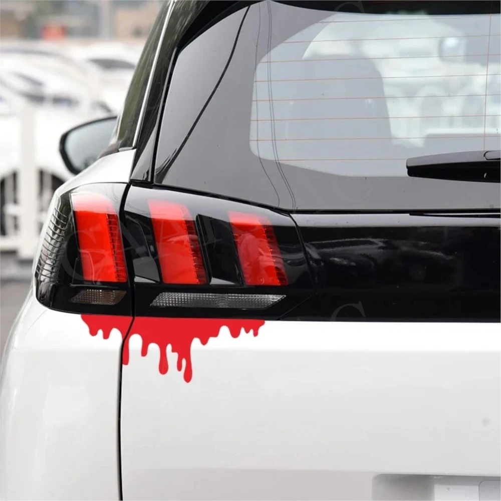 Red Blood Drips Stickers Auto Halloween Theme Decorative Glass Waterproof Bumper Car Decals Holographic Car Headlight Sticker