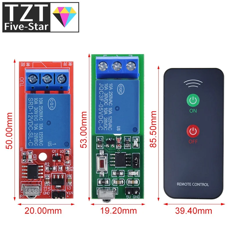 IR 1 Channel Infrared Receiver Driving Switch Relay Driver Module Board 5V / 12V + Active Remote Controller