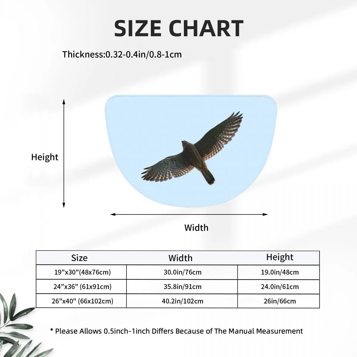 On The Fly. Common Kestrel Soft Flannel Half Round Doormat Non Slip Bathroom Mat Absorbent Floor Carpet for Laundry Room