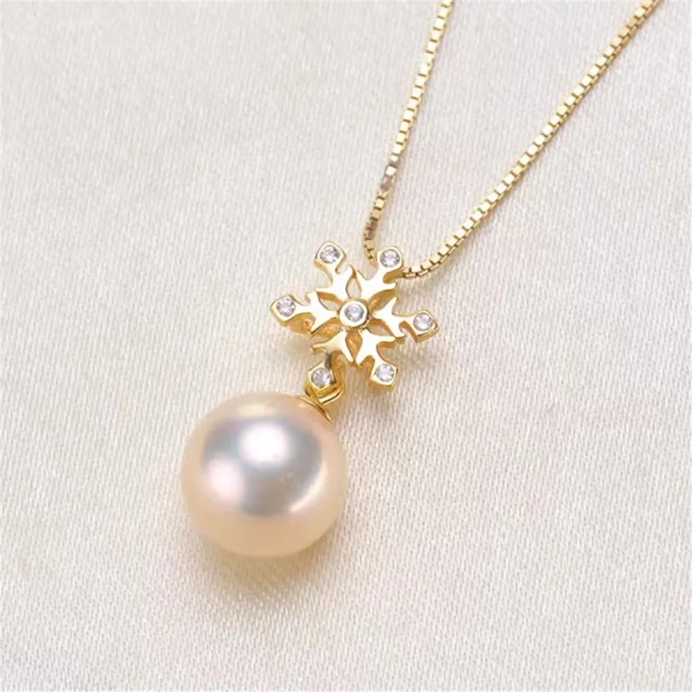 

DIY Pearl Accessories S925 Silver Pendant Empty K Gold Craft Necklace Pendant Fit 8-11mm Round Beads D152