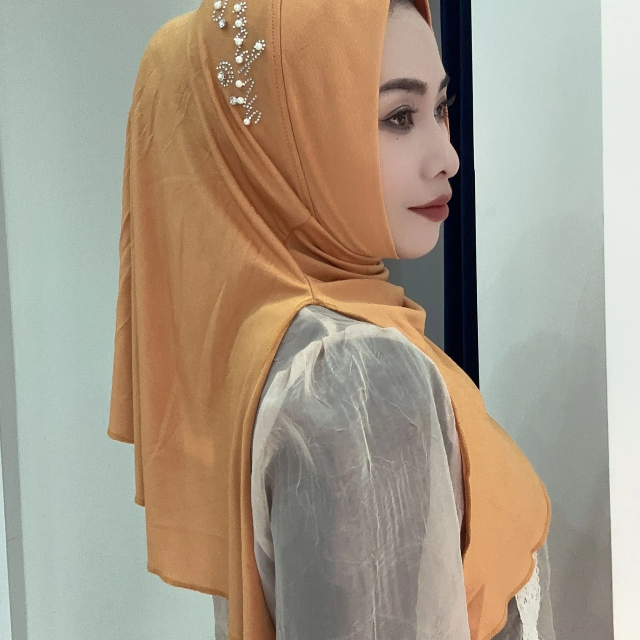 Side Slit Easy Instant Head Wears Muslem Worship Hijab Turban