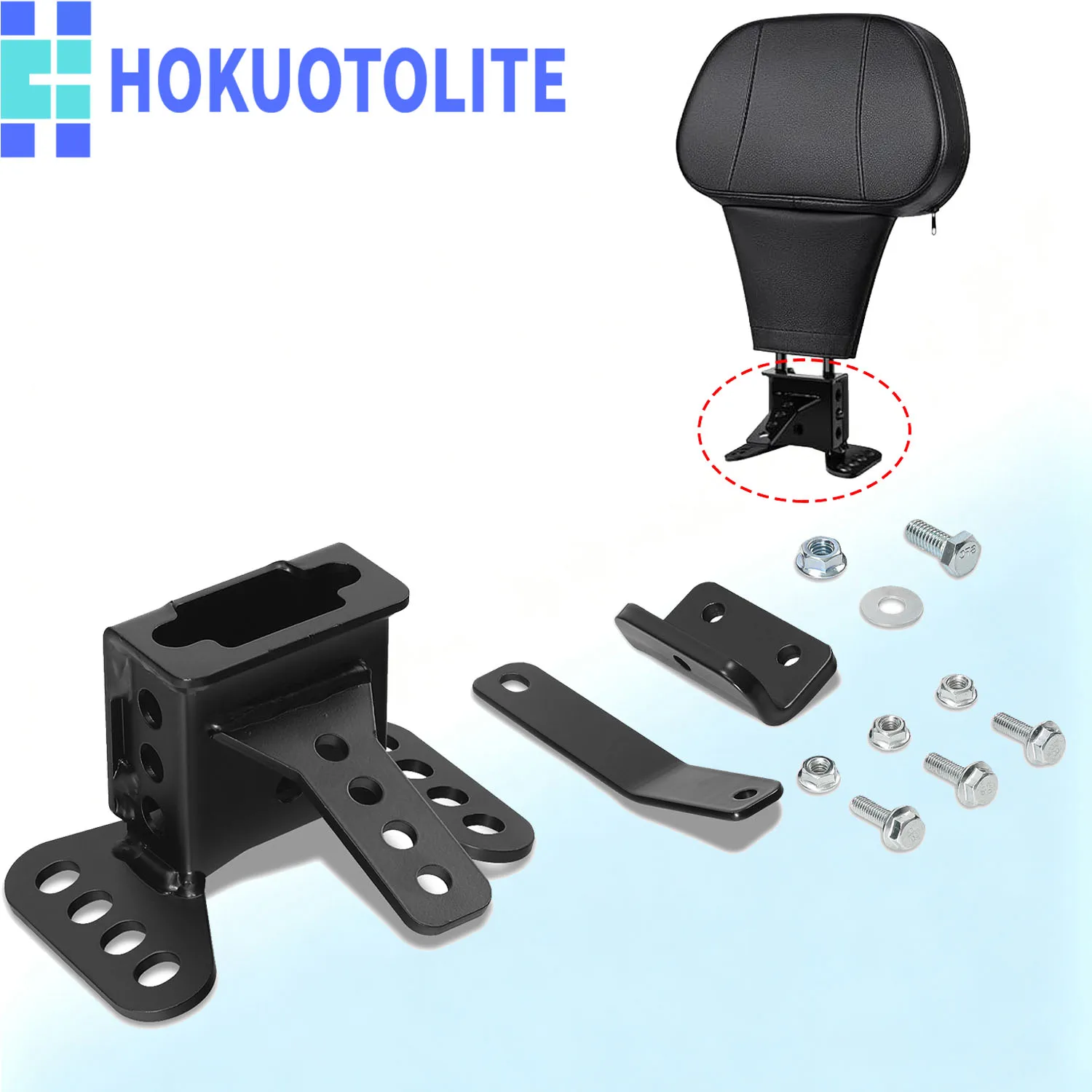 

Motorcycle Adjustable Rider Backrest Pad Mounting Hardware Kit For Harley Touring CVO Road Glide Street Glide Tri Glide FLHTKL