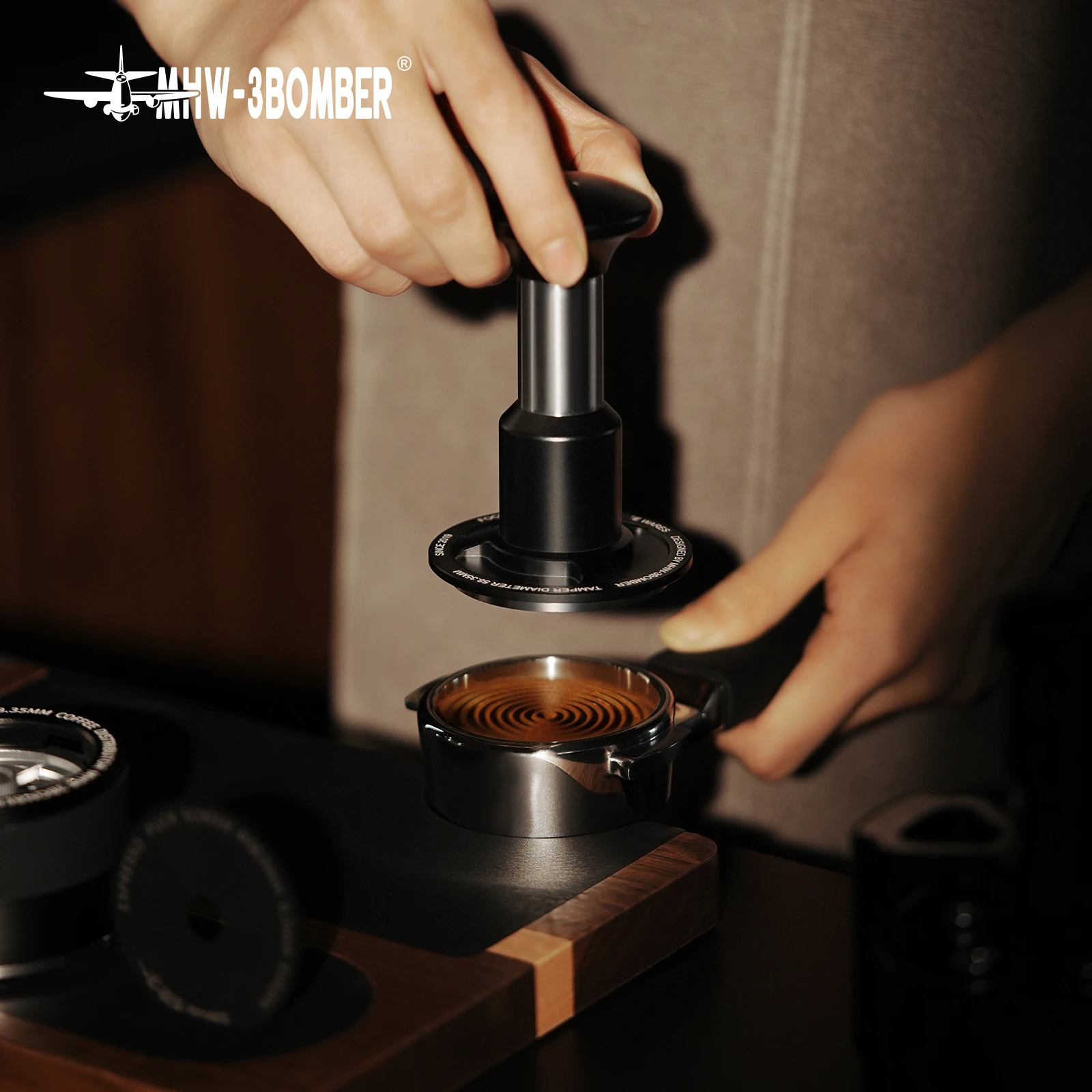 MHW-3BOMBER Knight Impact Tamper 4-Spring Espresso Tamper with 30lbs Pressure Feedback Coffee Tamper for Precise Coffee Tamping