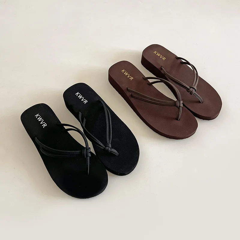 Women Brown Flip Flops Summer Flat Thong Sandals Non Slip Beach Slippers Casual Outdoor Slides Ladies Daily Walking Shoes view 2