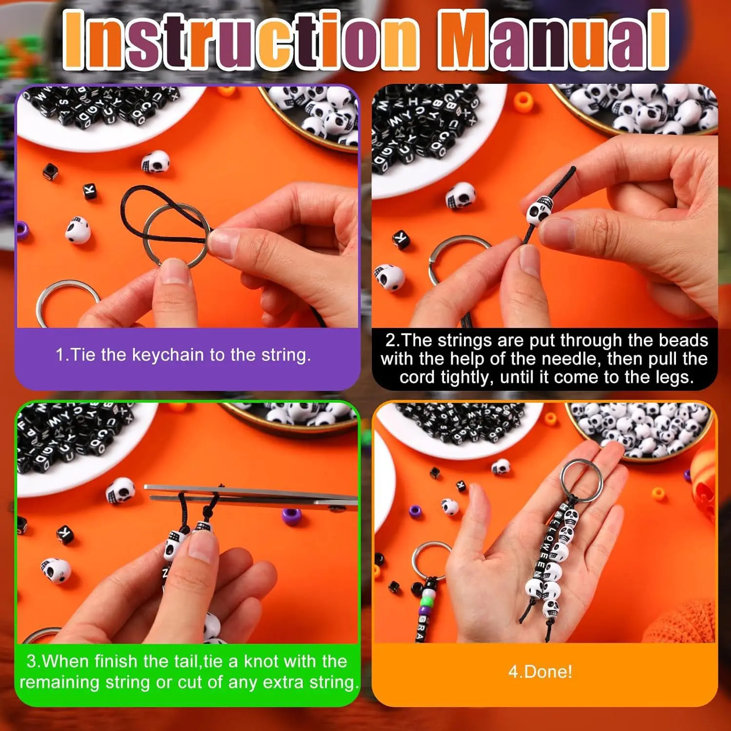 Adjustable Halloween Themed DIY Beads Keychain Kit