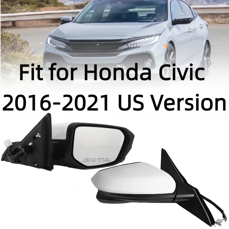 Rearview Mirror Assembly For Honda Civic 2016 2017-2021 US Version Black Manual Folding Side Mirror Car Accessories