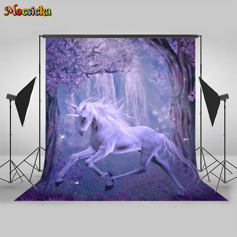 Mocsicka Mythical Forest Unicorn And Fairy With Butterfly Diamond Embroidery Painting Natural Night Scenery Studio Banner Poster