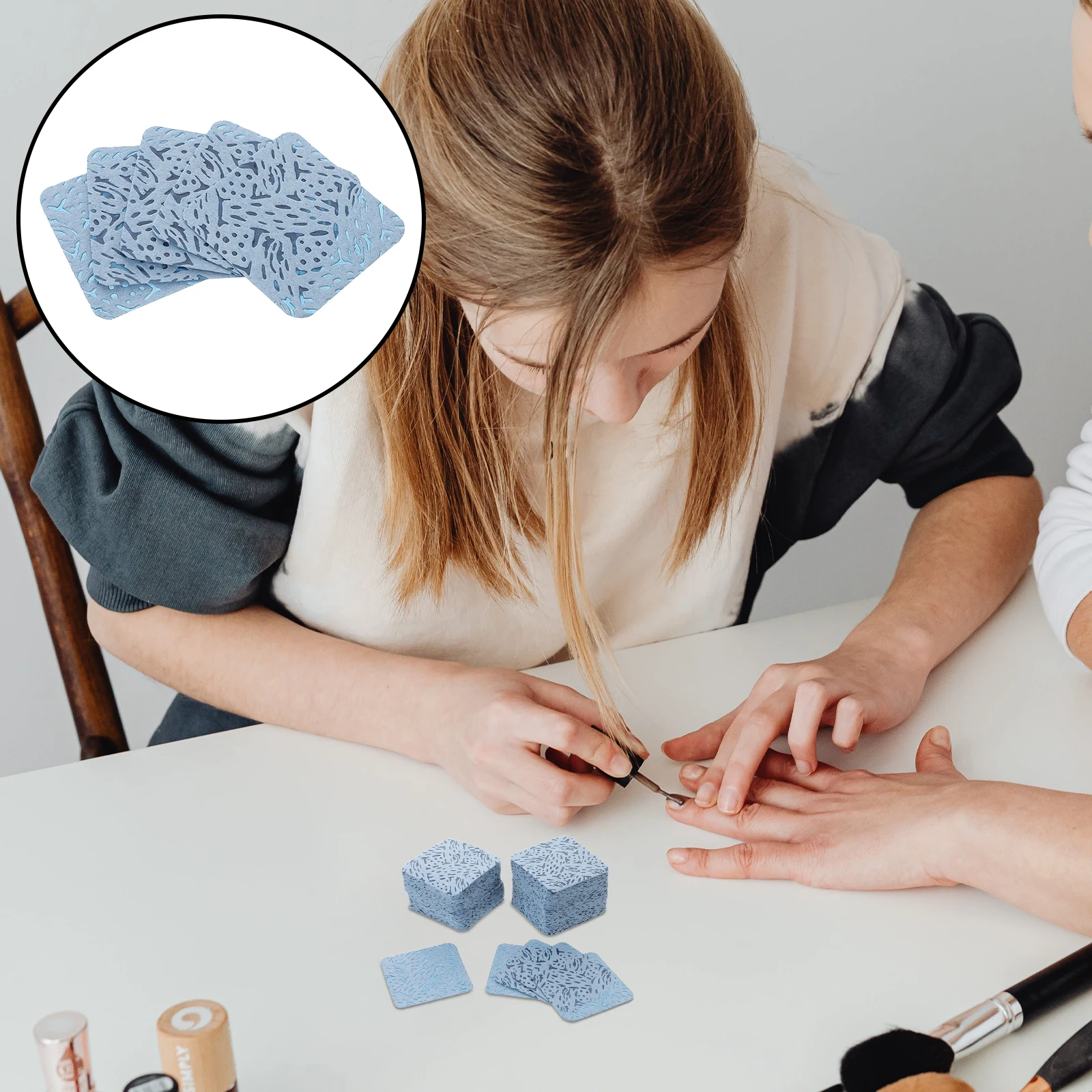 

540pcs Nail Cleansing Pads Lintfree Blue Cotton Fingernail Polish Remover Travel Eyelash Glue Cleaning Cloth Salons