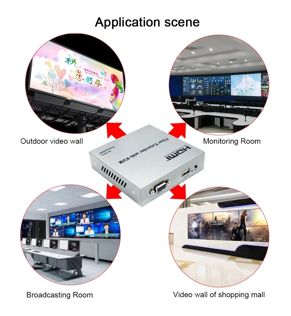 4K 60Hz 20Km HDMI KVM przedłużacz światłowodowy przez włókno LC kabel HDMI światłowód USB KVM Extender nadajnik dźwięku wideo z pętlą