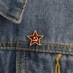 WKOUD Red Star Hammer Sickle Communism Emblem Soviet Union Symbol Ussr Pin Cold War Patriotism Lapel Pin Clothing Hat Accessorie