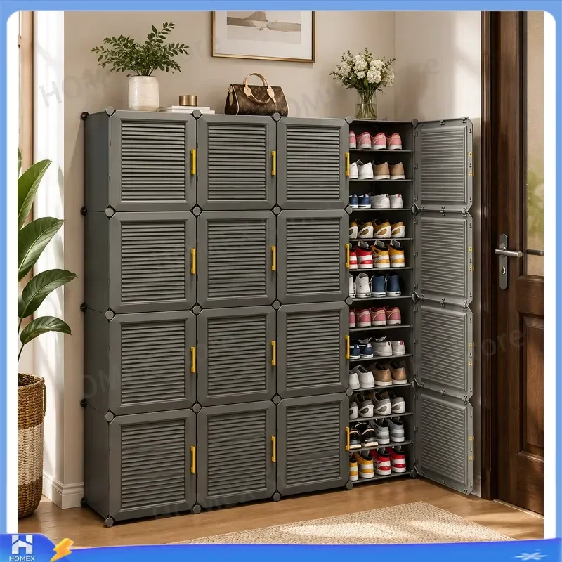 Foldable Shoe Rack for Entryway Hallway Bedroom Living Room Multilayer Storage Cabinet High Capacity Dustproof Shelf Home