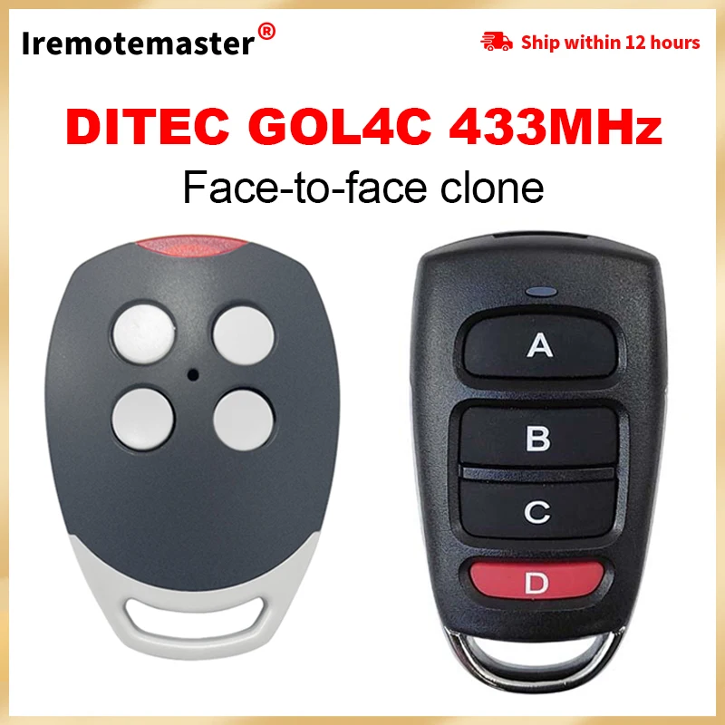 

2 Styles Clone DITEC GOL4C Garage Door Remote Control 433.92MHz Fixed Code 4 Buttons DITEC Gate Opener Hand Transmitter