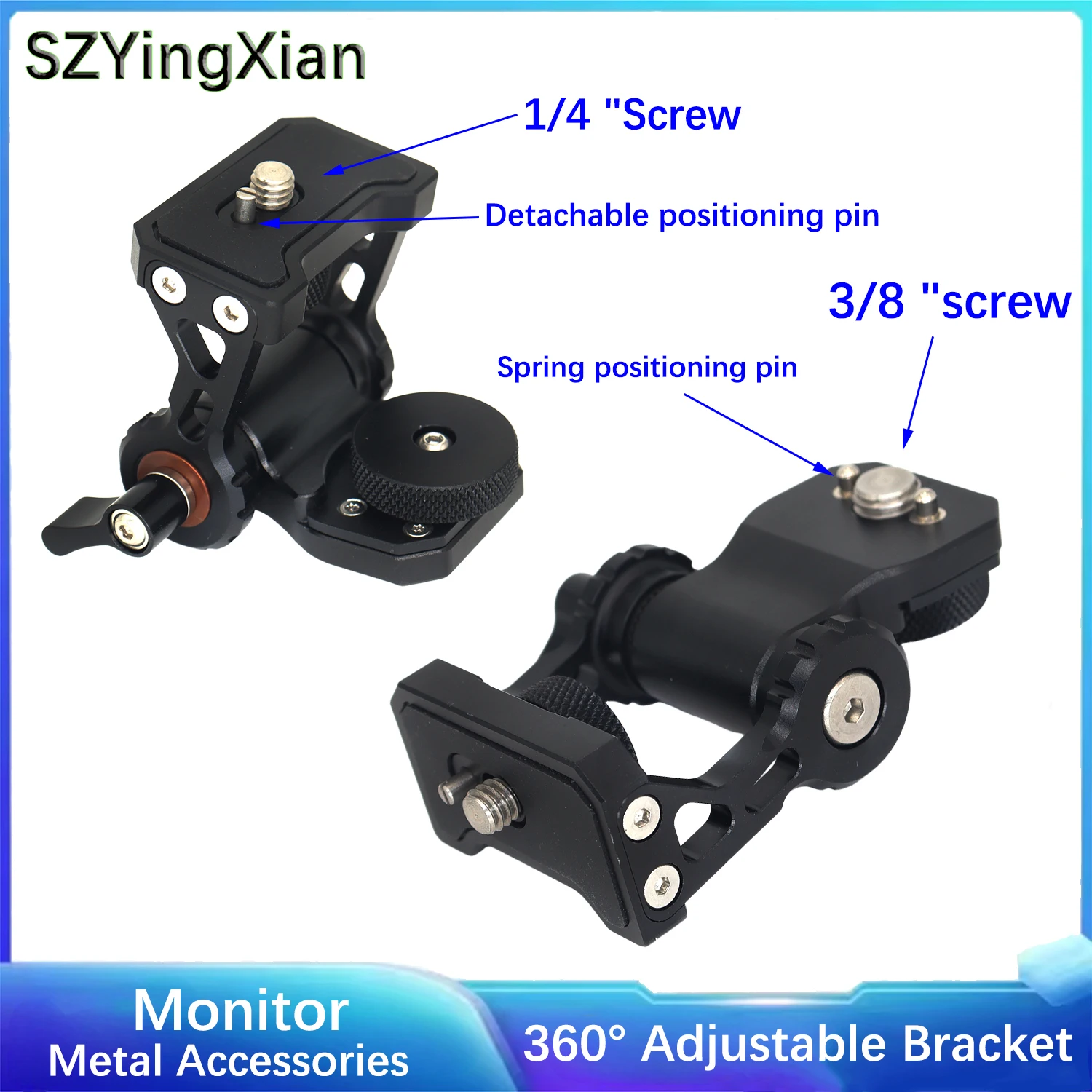 360 °  Rotatable and Adjustable Monitor Mounting Bracket, Dual Angle Tilt Rotating Bracket, 1/4