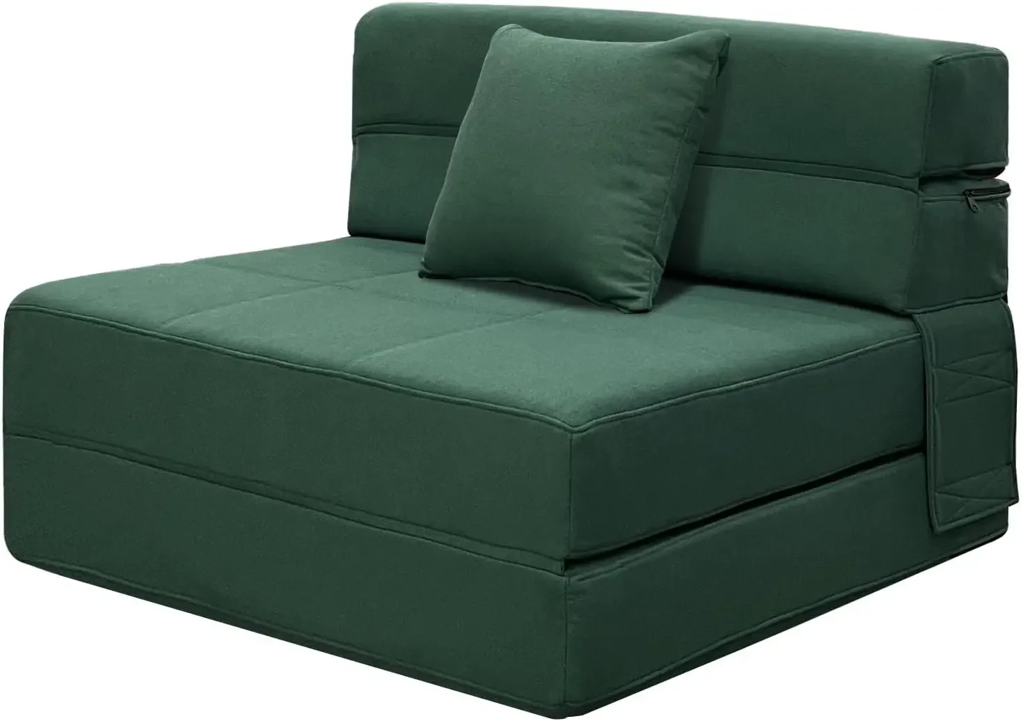 Memory Foam Fold Out Sofa Bed Couch with Pillow Twin Size Futon Sleeper Chair for Living Room Apartment, Dark Green