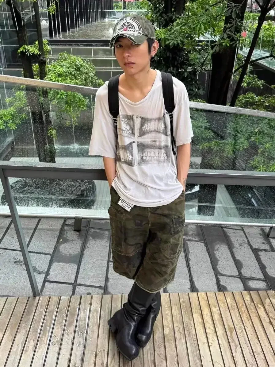 ER/D tooth print old short sleeve T-shirt