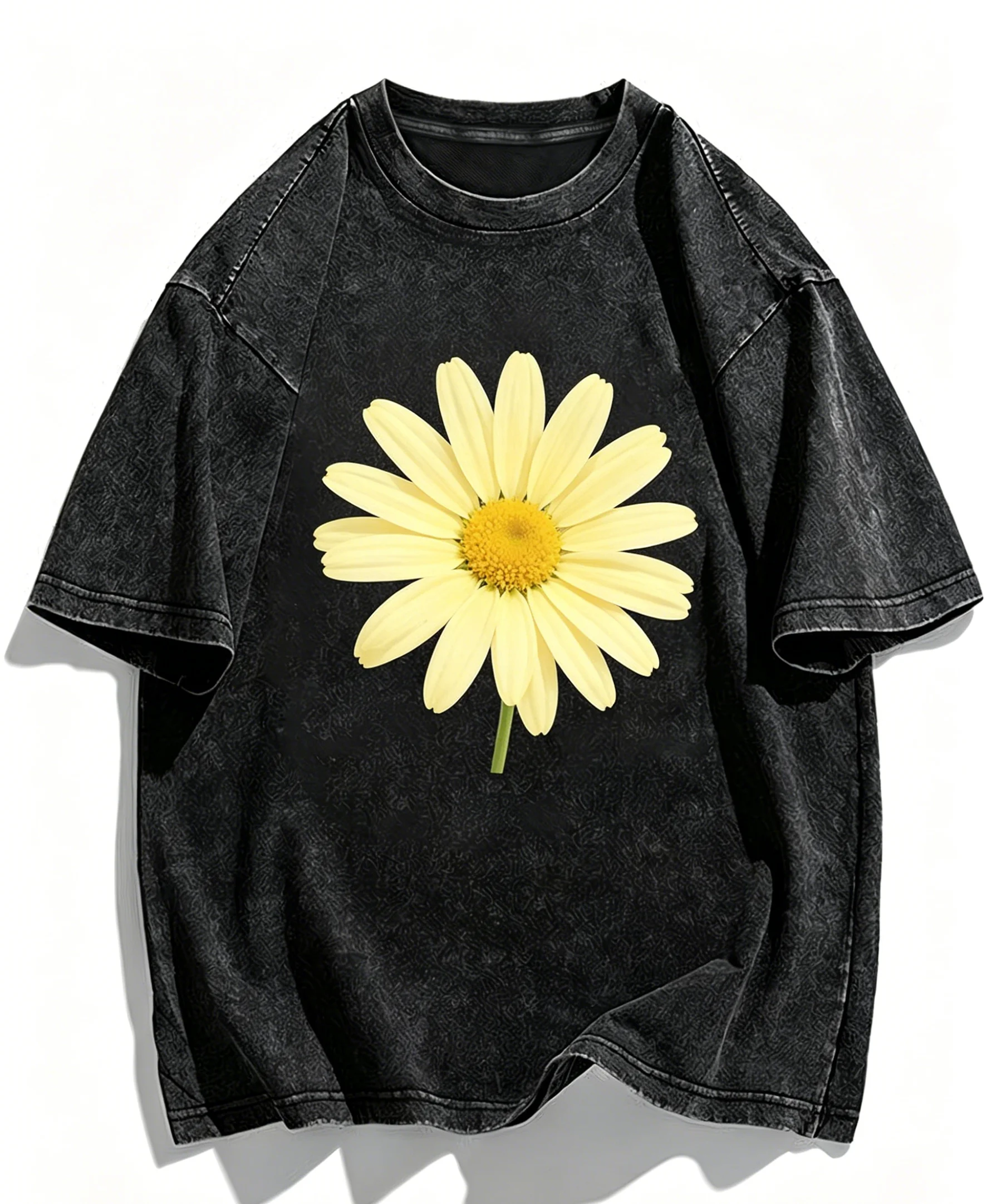 Lily Floral Graphic T-Shirt Washed Cotton Aesthetic Botanical Print Tee Romantic Flower Top Casual Fashionable Streetwear